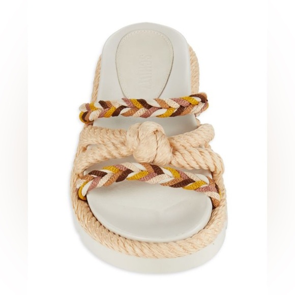 SCHUTZ Mel Braided Strappy Slides Multi Neutral Women's Size 7.5 Slip On Leather - Picture 9 of 11